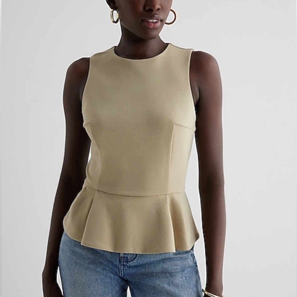 Ponte Crew Neck Peplum Tank